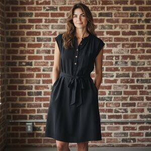 Chic Black Button-Front Mini Dress